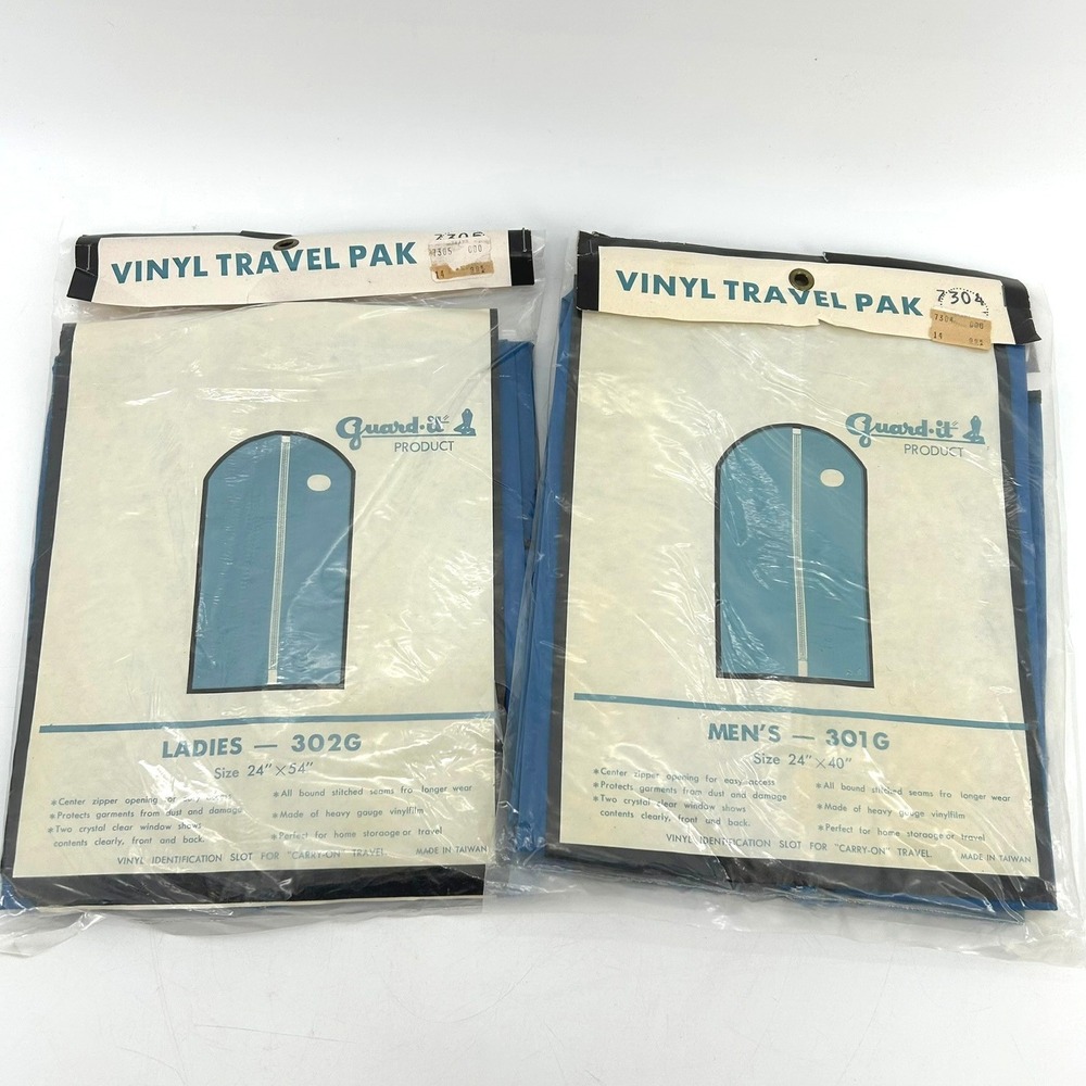 Vintage Guard-it Vinyl Travel Pak Garment Bags Lot of 4 Blue 301G 302G NIP